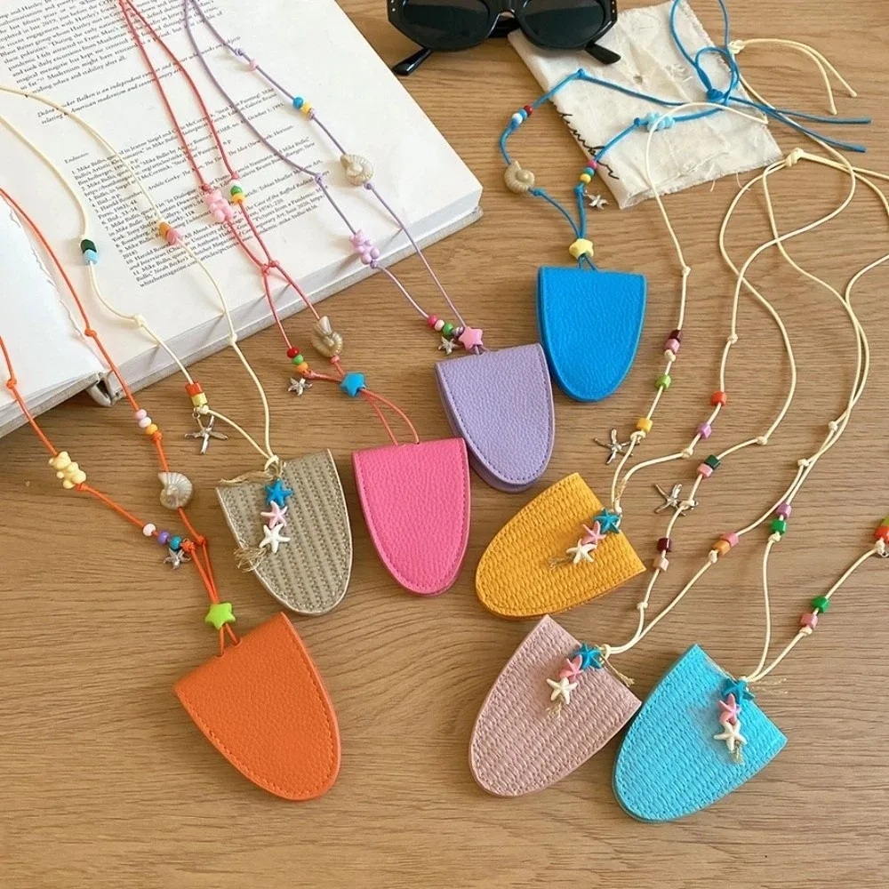 Starfish Conch Stone Hanging Neck Sunglasses Case Spectacle Case Eyewear Protector Leather Glasses Case Necklace