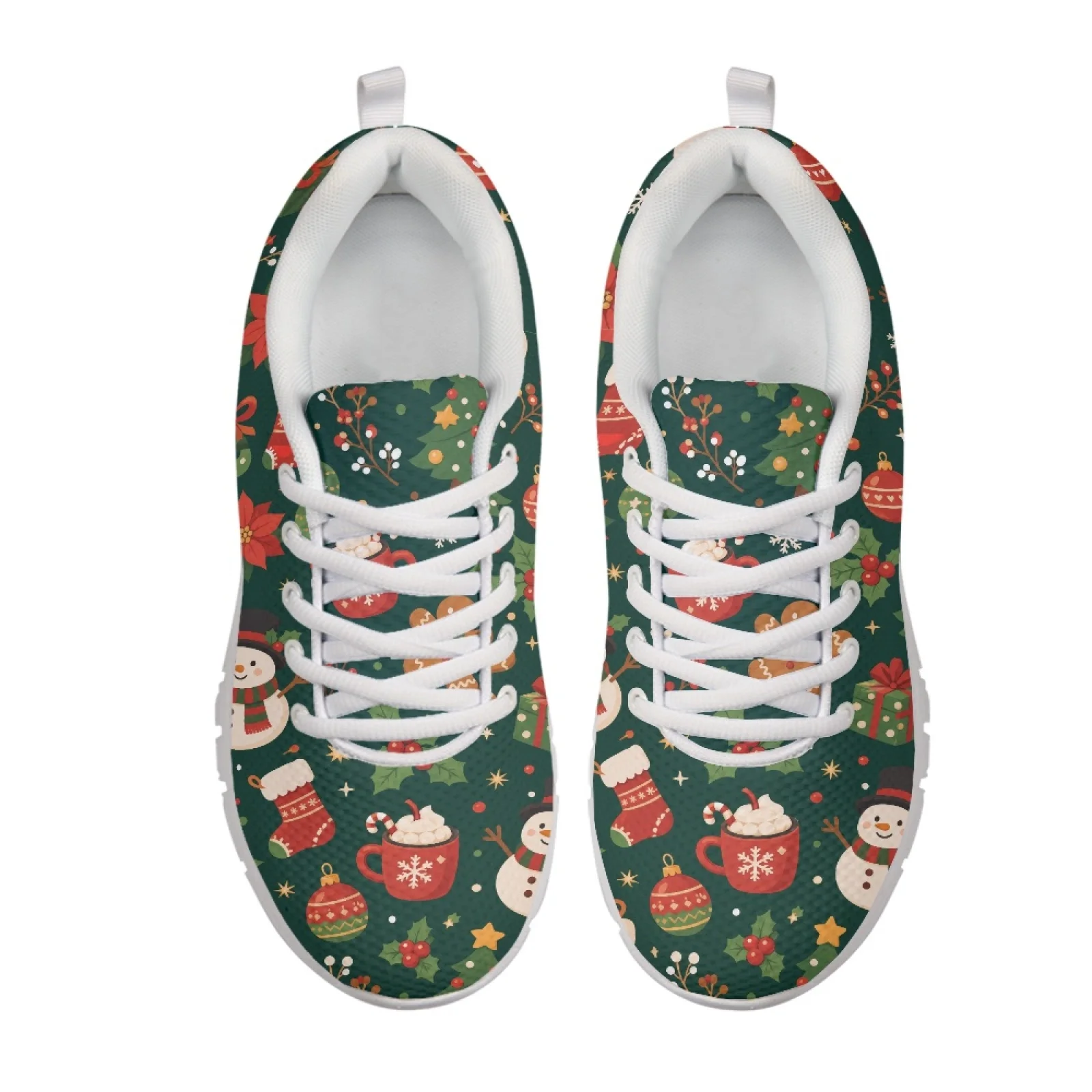 Coloranimal Christmas Snowman Print Mens Lightweight Breathable Work Shoes for Nurses Standing All Day Anti-Skid Sneaker