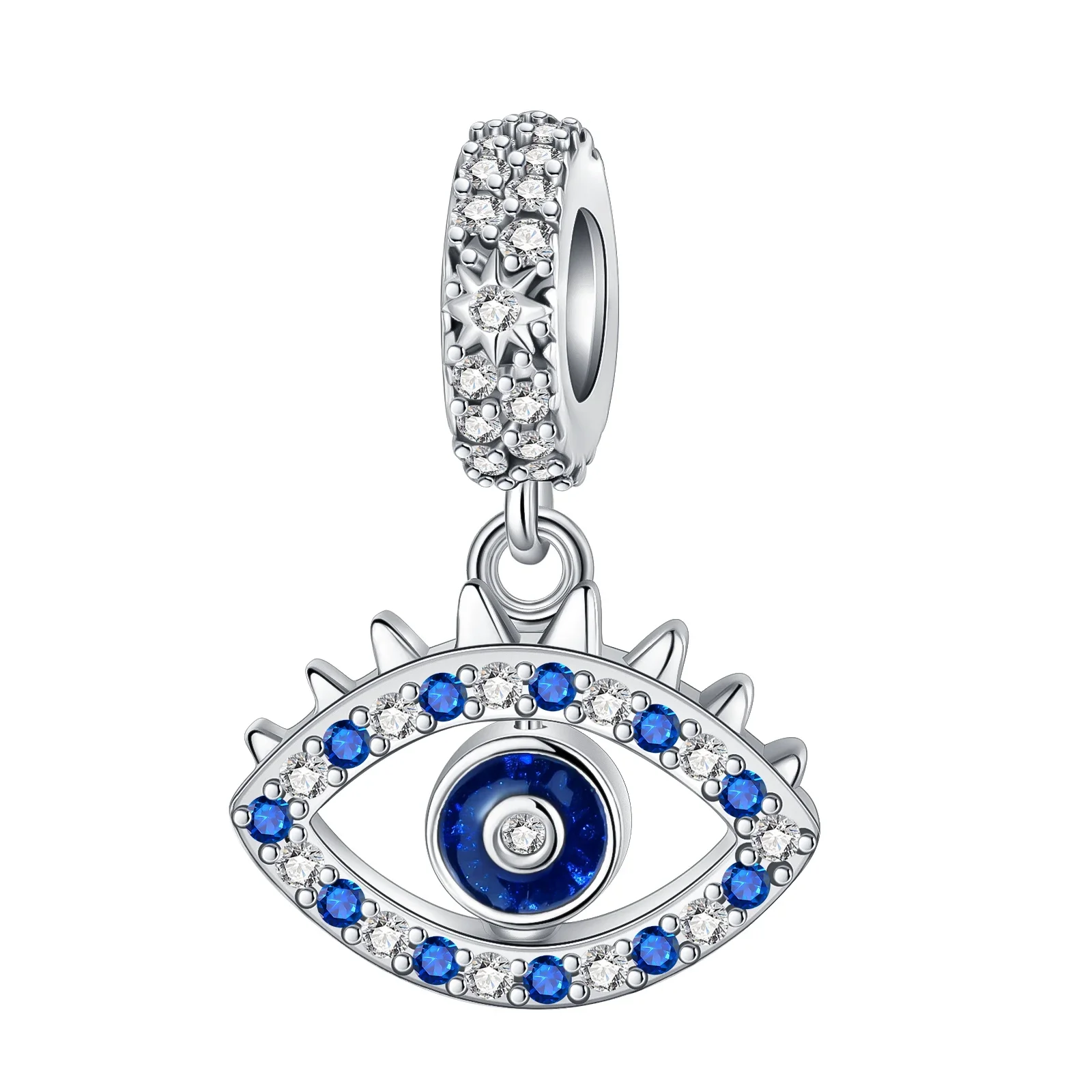 

925 Sterling Silver Pendant Devil's Blue Pupil Charms Fit Original Pandora Bracelet Charm Beads Necklace Diy Women Jewelry