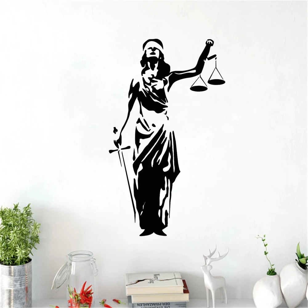 1 pc cool Law Office Lady Justice Themis Court Of Justice Wall Stickers Modern Fashion Wall Sticker Decal Creative Stickers