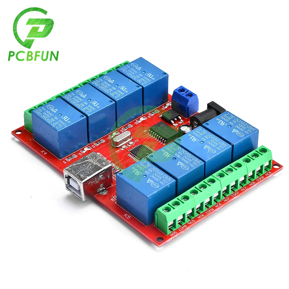 5V 4/8 Channel USB Relay Control Switch Programmable Computer Control ULN2803 Relay Module for Smart Home Intelligent Controller