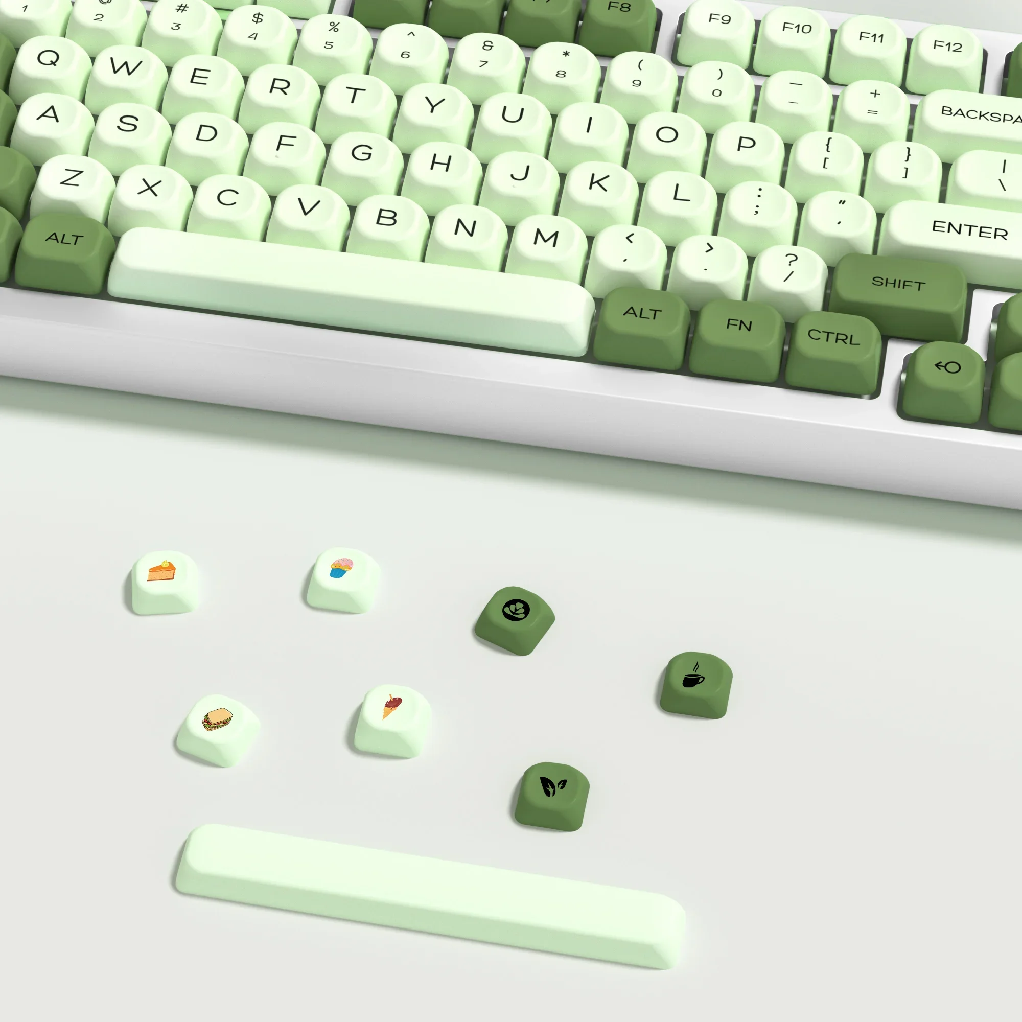 KBDiy 143 مفاتيح/مجموعة PBT Matcha Keycap MAC Green KOA Profile Keycaps لألعاب لوحة المفاتيح الميكانيكية لمفتاح MX K500 GMK67 GMK61