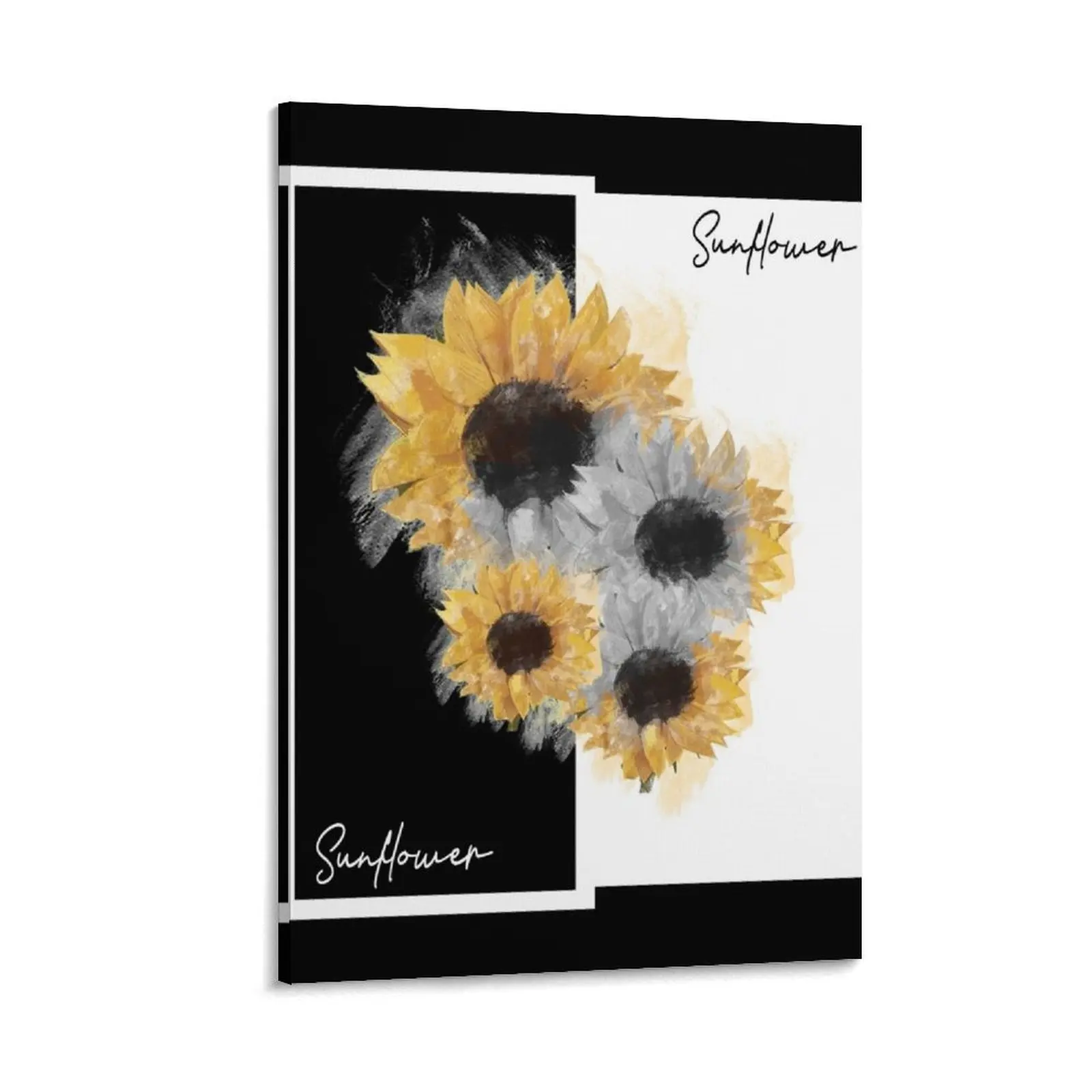 

Retro Black And White Sunflower Canvas Painting posters anime Decoration pictures room wall