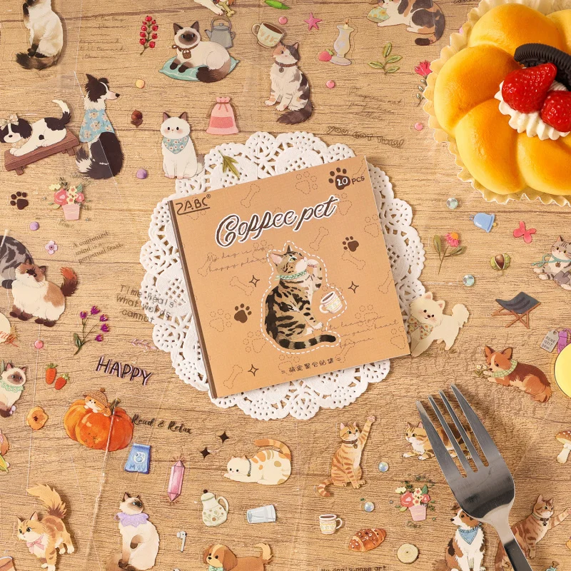20 Blatt Cartoon-Aufkleber mit Haustiermotiven, Verschiedene Nicht-Wiederholende Designs, DIY-Dekorationsmaterial für Tagebücher und Collagen