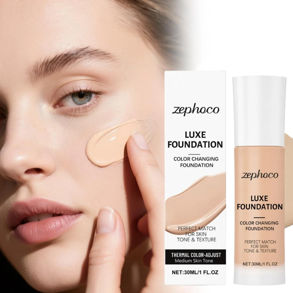 Thermal Color-Adjust Liquid Foundation Lightweight Hydrating Smooth Matte Finish Intelligent Color Correct Flawless Makeup Base