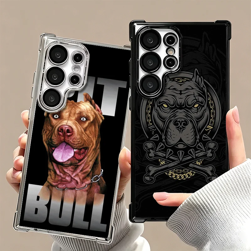 Pit Bull Pet Dog Pitbull Soft Phone Case For Samsung Galaxy S26 Ultra S25 Edge S24 FE S23 Plus S22 S21 + S20 Plating Anti-Fall F