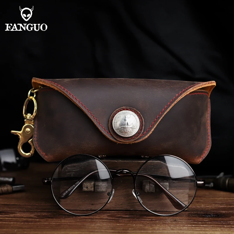 Fashionableb Genuine Leather Glasses Case Vintage Sunglasses Cases Spectacles Box Bag Eyewear Accessories Eyeglasses Pouch