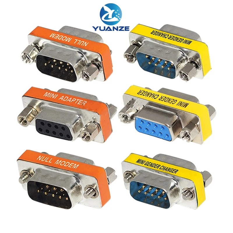 DB9 9Pin Male to Female/Male to Male/Female to Female/ Mini Gender Changer Adapter RS232 Serial plug Com Connector