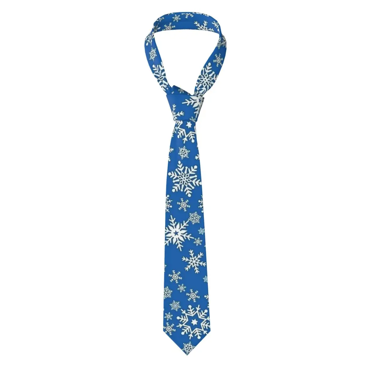 Blue Snowflake Christmas Tie Business Neck Ties Classic Casual Neck Tie For Men Custom DIY Collar Tie Necktie Gift