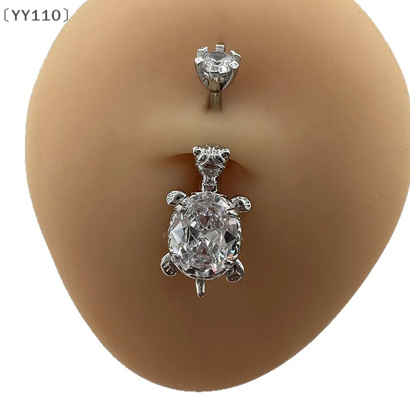 [[YY110] المعلقات السلحفاة شخصية خواتم السرة للنساء الزركون البطن زر مسمار ثقب الجسم مجوهرات