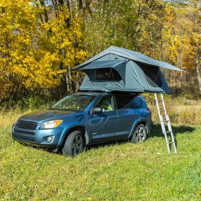 Vehicle Offroad Travel Adventure Ventilation Airflow Weather Protection Soft Rooftop Tent with Mattress Pad Extendable Ladder