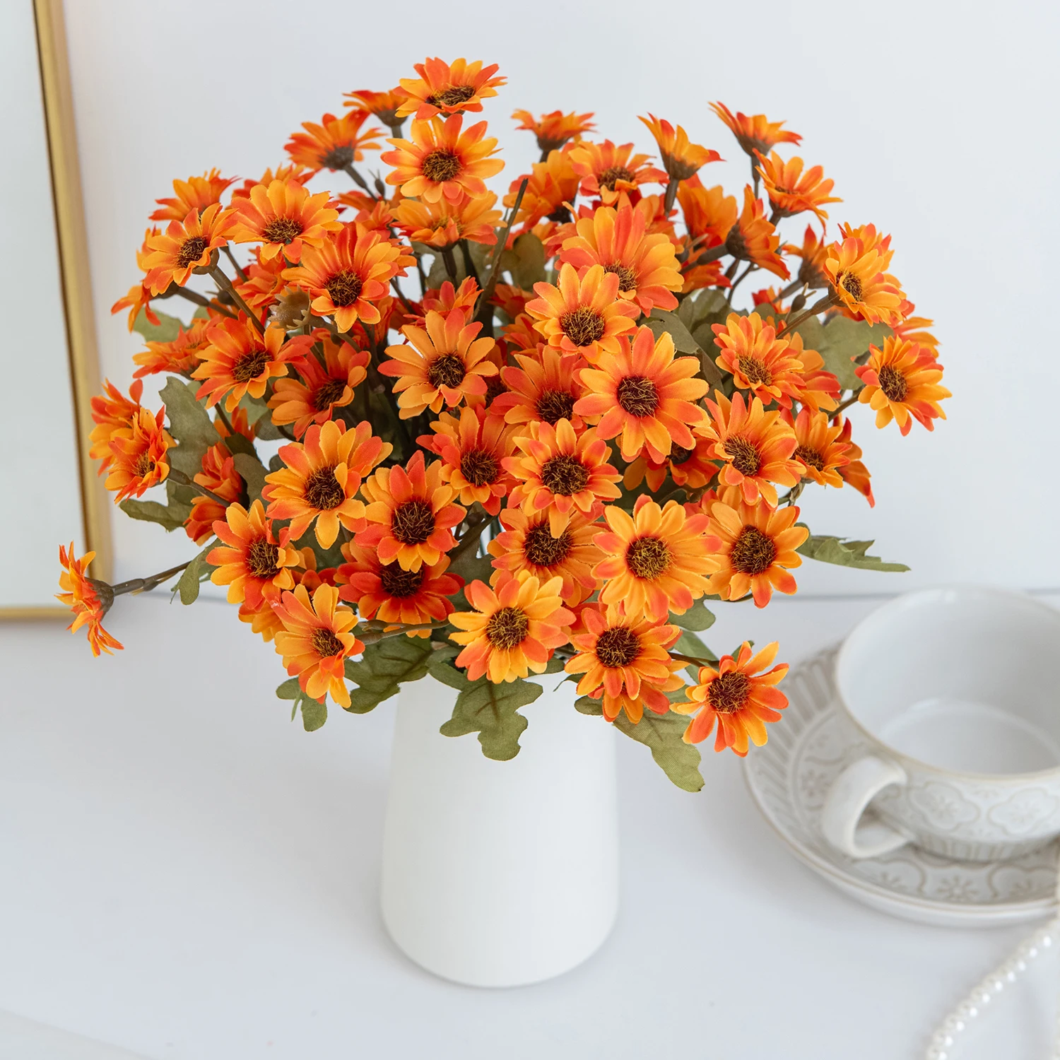 12-teiliges Set Künstliche Blumen aus Seide, Gänseblümchen, Tischdekoration für Festivals, Hochzeiten, Zimmer, Heimdekoration, Garten, DIY-Geschenkzubehör – Detail 7