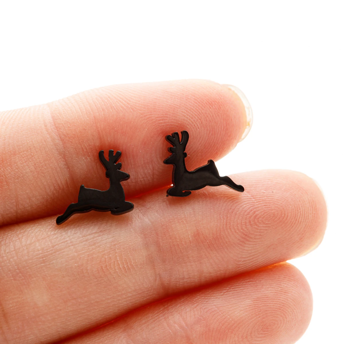 Minimalist Stainless Steel Deer Stud Earring Women Christmas Jewelry Gift Asymmetrical Cartilage Earrings Pircing Oreja