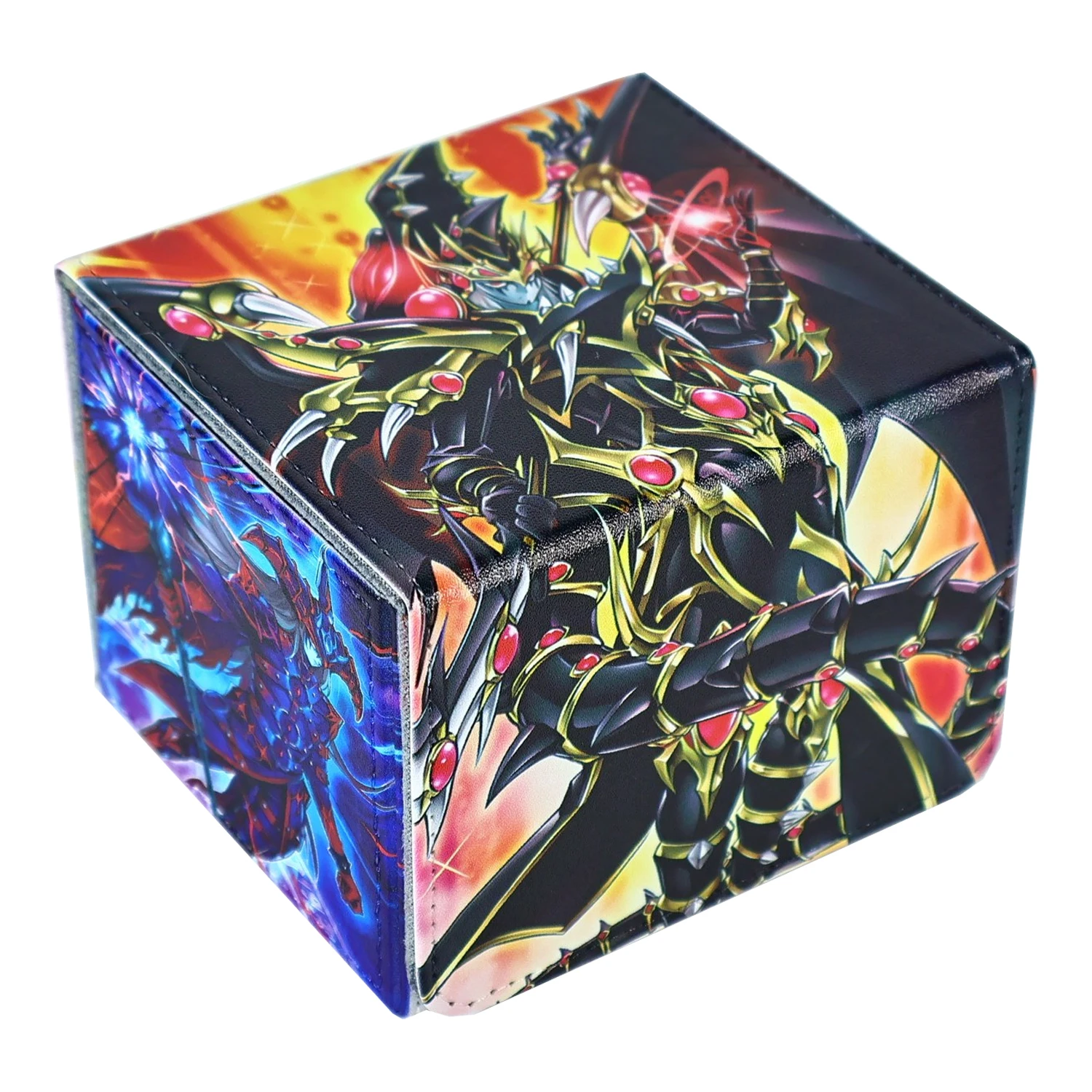 Diy Self Made Yu-Gi-Oh! Master of Chaos Card Storage Box Ygo Red-Eyes Dark Dragoon High-End Leather Magnetic Card Box Gift Toy