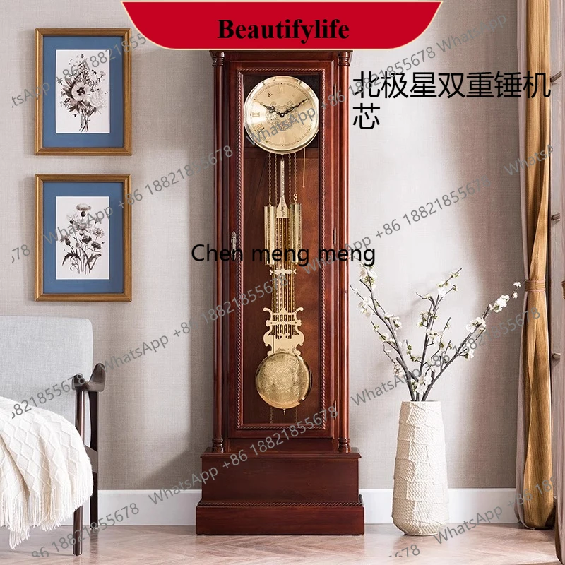 d178 Hys floor clock mechanical clock standing clock living room chinoiserieretro ornaments solid wood vertical pendulum