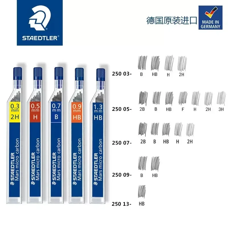 STAEDTLER Mechanical Pencil Lead 05mm 07mm 2H HB B 2B Super Tough Core Not Easily Broken Pencils Refill School Stationery