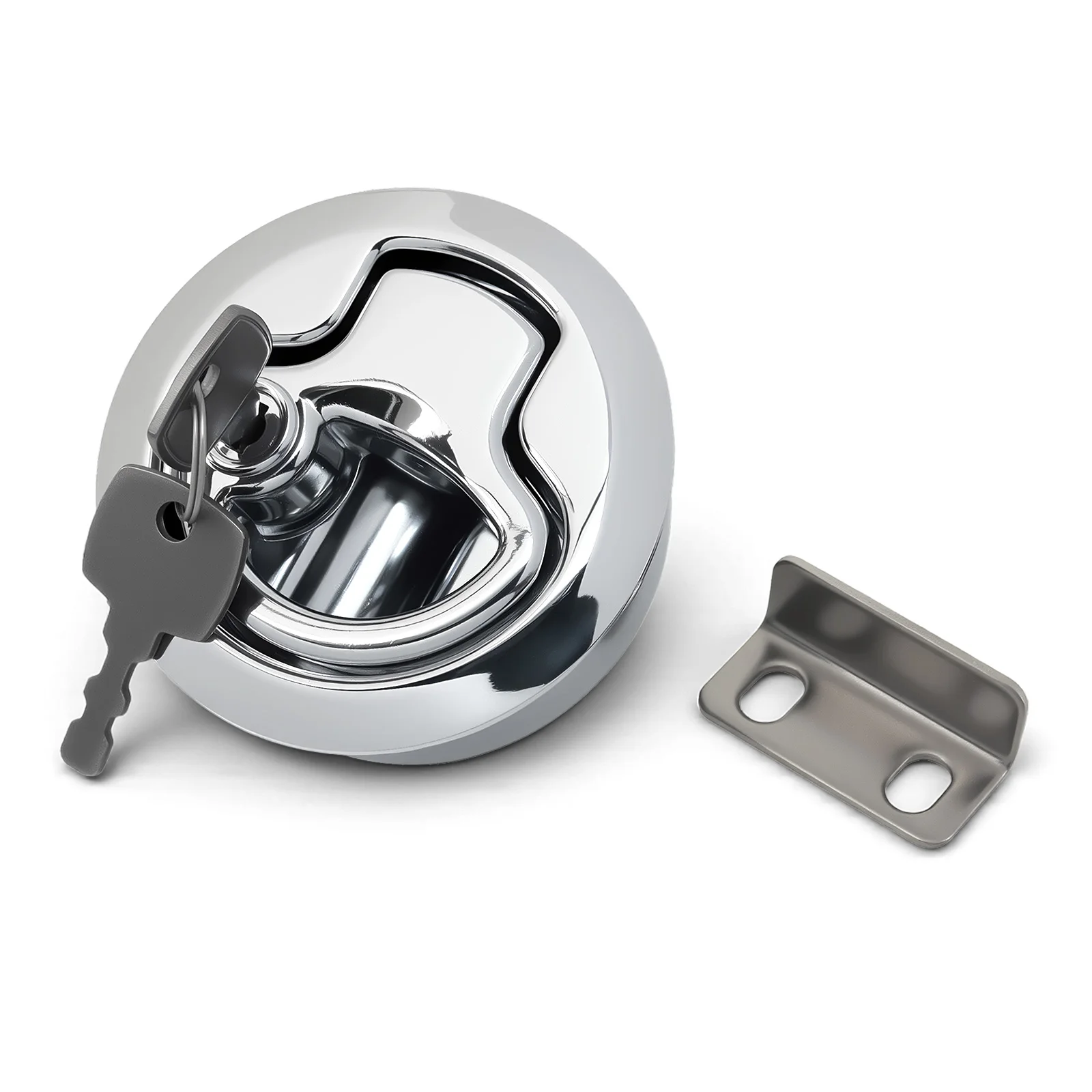 Floor Lock Buckle Lock Stainless Steel Flush Pull Locker Marine Hatch Latch with Key for RV Yacht Camper Cabinet Marine Hardware