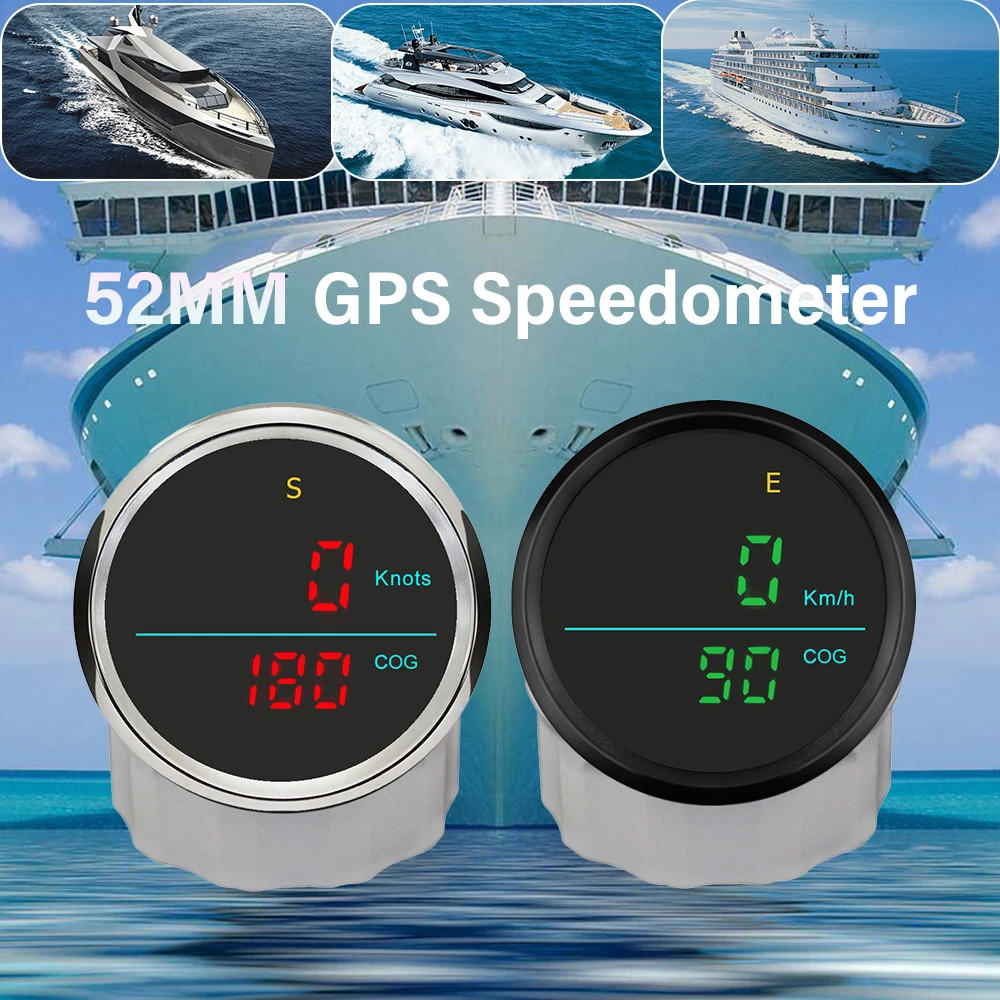 52mm Universal GPS Speedometer 0-999 KM/H MPH KNOTS with Compass with Backlight for Boats Vessels