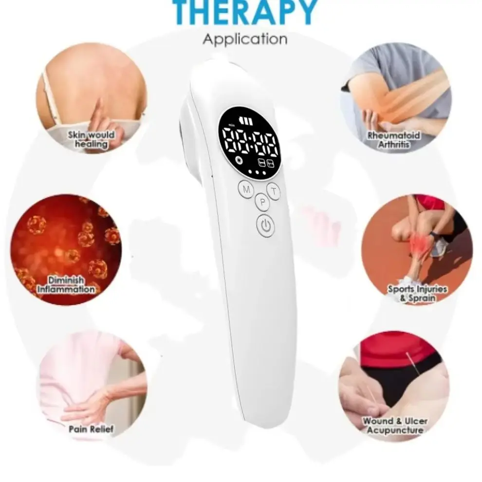 

Professional 650nm/808nm Cold Laser Pain Relief Device 520mW LLLT Physiotherapy Machine for Muscle & Joint Rehabilitation