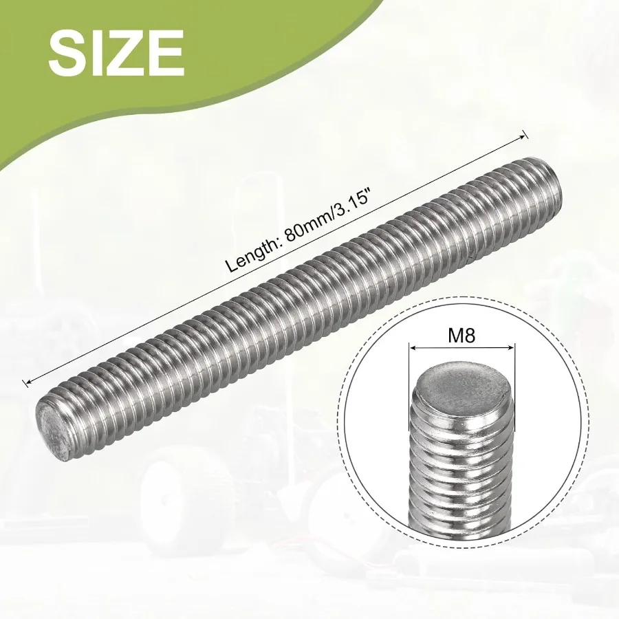 全ねじロッド M81.25 ネジピッチ 80mm 長さ 304 ステンレス鋼 ネジ棒 スタッドロッド 右ねじ 10本