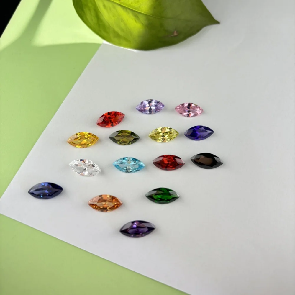 1.5x3~10x20mm AAAAA Marquise Shape Golden Yellow, Voilet, Olive, Purple, Black, Pink Cubic Zirconia Stone Loose cz kamienie szlachetne