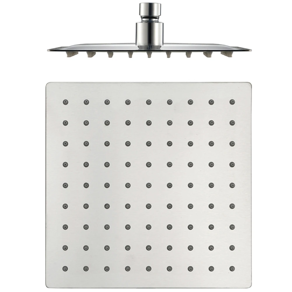Square Stainless Steel Shower Head Rainfall Shower Chrome High Pressure Ultra-Thin Shower Head Sprayer 200X200mm-AA25