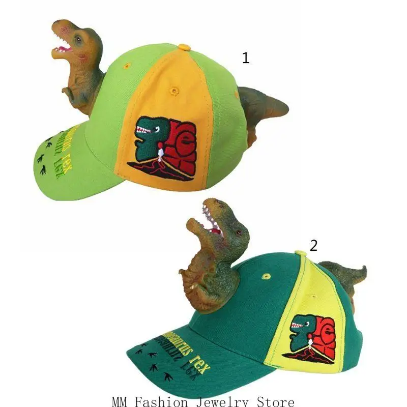 D0UB Adult Children 3D Cartoon Fierce Dinosaur Cotton Baseball Cap Funny for Sun for Protection Sport Adjustable for Snapback