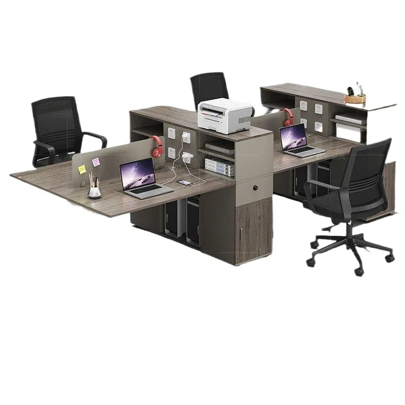 مجموعة طاولة وكرسي لموظفي المكتب 4 أزواج من 6 أشخاص، حامل بطاقات كمبيوتر مالي بسيط وحديث