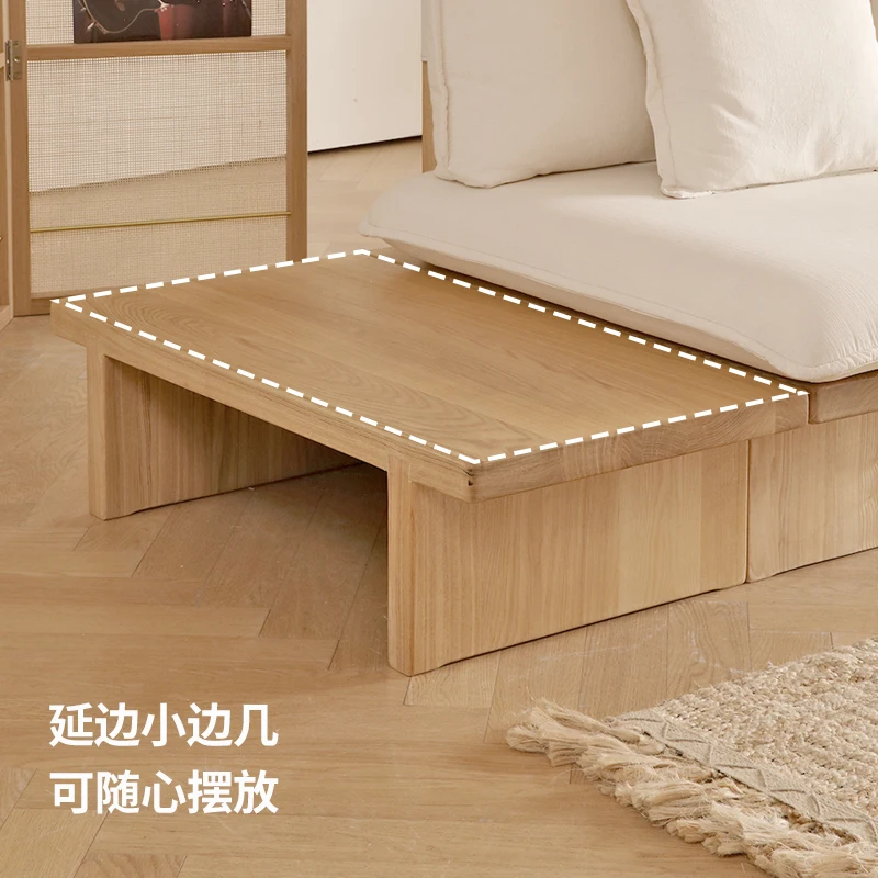 

Floor sofa all solid wood living room small apartment log fabric simple cream wabi sandy wind Nordic Japanese tatami