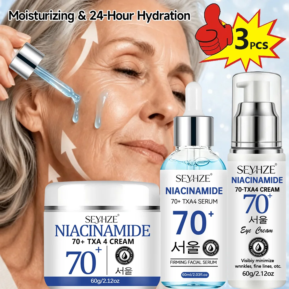 SEYHZE 3pcs Skincare Set, Niacinamide Facial Moisturizing & Firming Serum & Eye Cream, with Collagen, Retinol, Vitamin C, Hyalur
