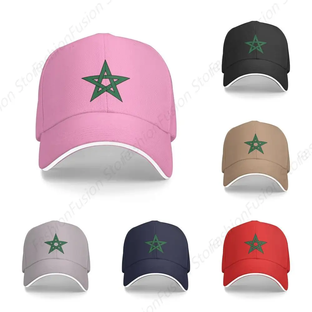 Flag of Morocco Baseball Cap Unisex Adjustable Classic Fashion Sandwich Trucker Caps Classic Headwear for Men Women