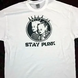 2023 Summer Stay Punk Graphic Tees White Cotton Loose Short Sleeve Punk Lover's T Shirts Unisex Street Fashion Funny Tops Tumblr