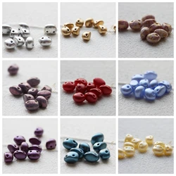 10 Pieces Czech Candy Oval Beads - 2 Holes- 6x4mm (1703)