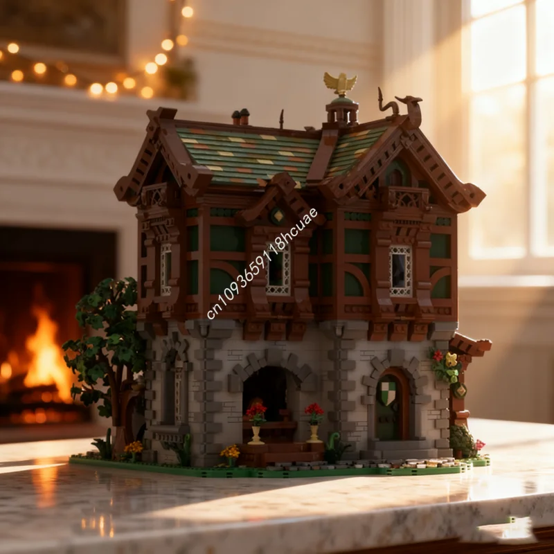 

9485 шт. MOC зеленый дракон пекарня замкнутая модель строительные блоки строительные сборные игрушки DIY креативные рождественские подарки идея