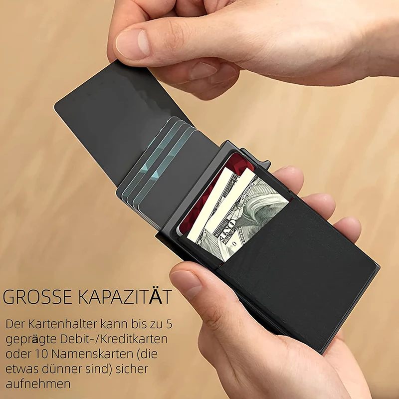 Men's CardHolder Ultra-thin Aluminum Wallet with RFID Protection and Coin Compartment