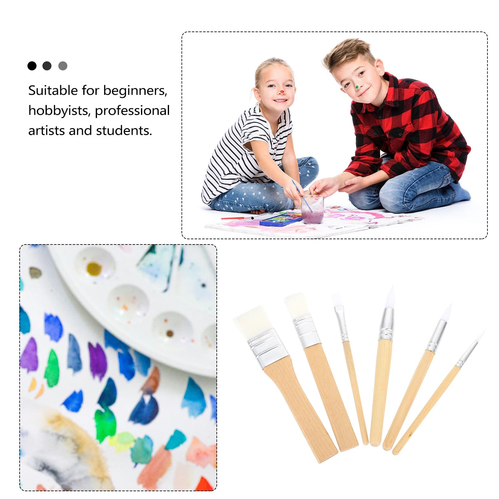 

6 PCS Brush Set Number Tool Paintbrush Watercolors Blending Model Detail Painting Supplies Brushes for Kids Goat