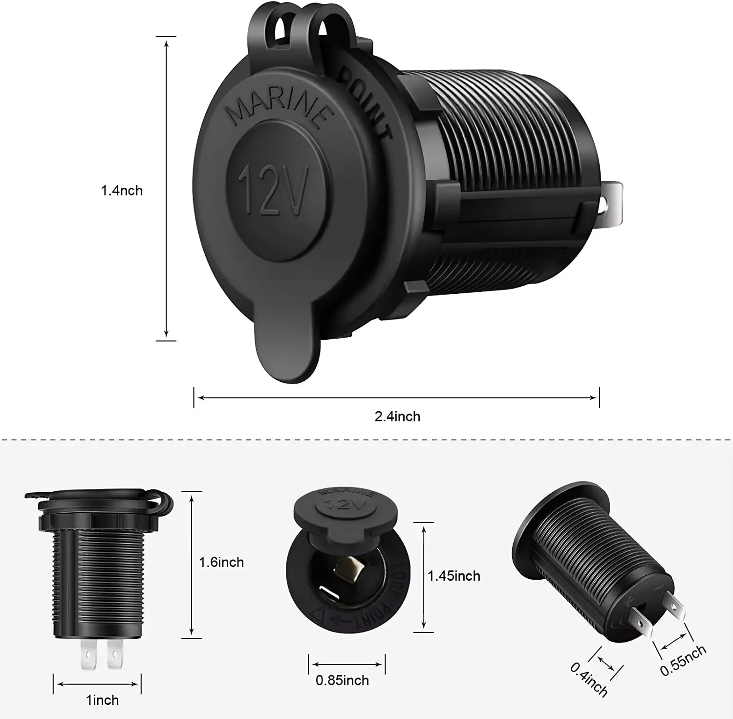 자동차 시가 라이터 소켓 12V 180W 어댑터 플러그 오토바이 시가 잭 멀티 소켓 해양 ... - 4