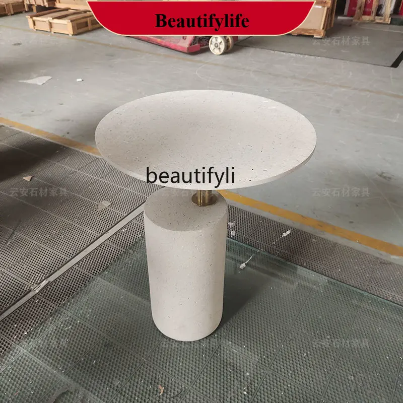 D178 Nordic Creative Art Terrazzo Side Table, Milk Tea Shop Heytea Same Style Round Mini Coffee Table