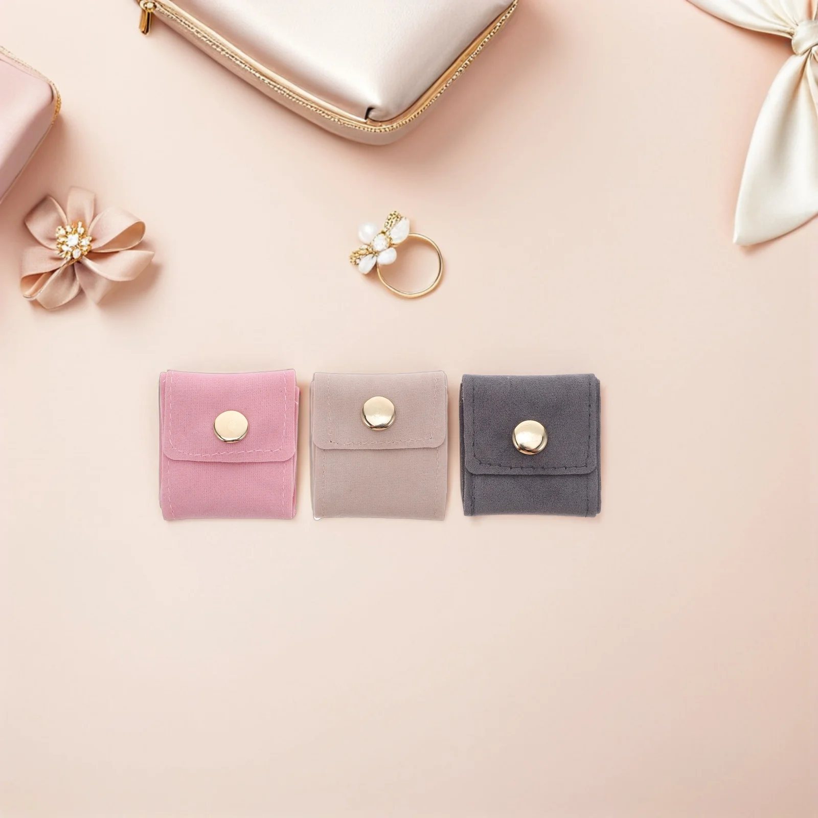 3Pcs Mini Travel Jewelry Case Compact Jewelry Holder Bag with Multiple Compartments Soft PU Pouch for Organizing