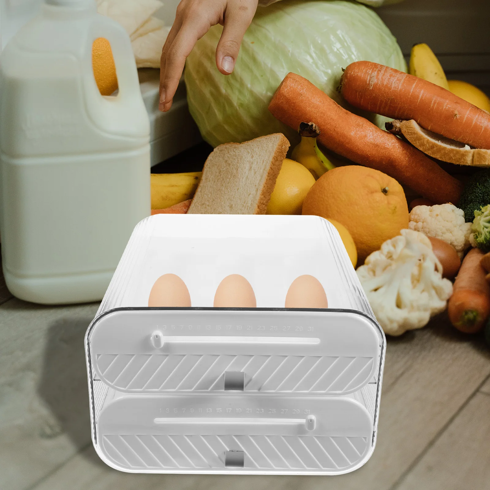 

1pc 2-Layer Holder For Refrigerator Reusable Egg Storage Container Fridge Organizer Egg Dispenser Tray Kitchen