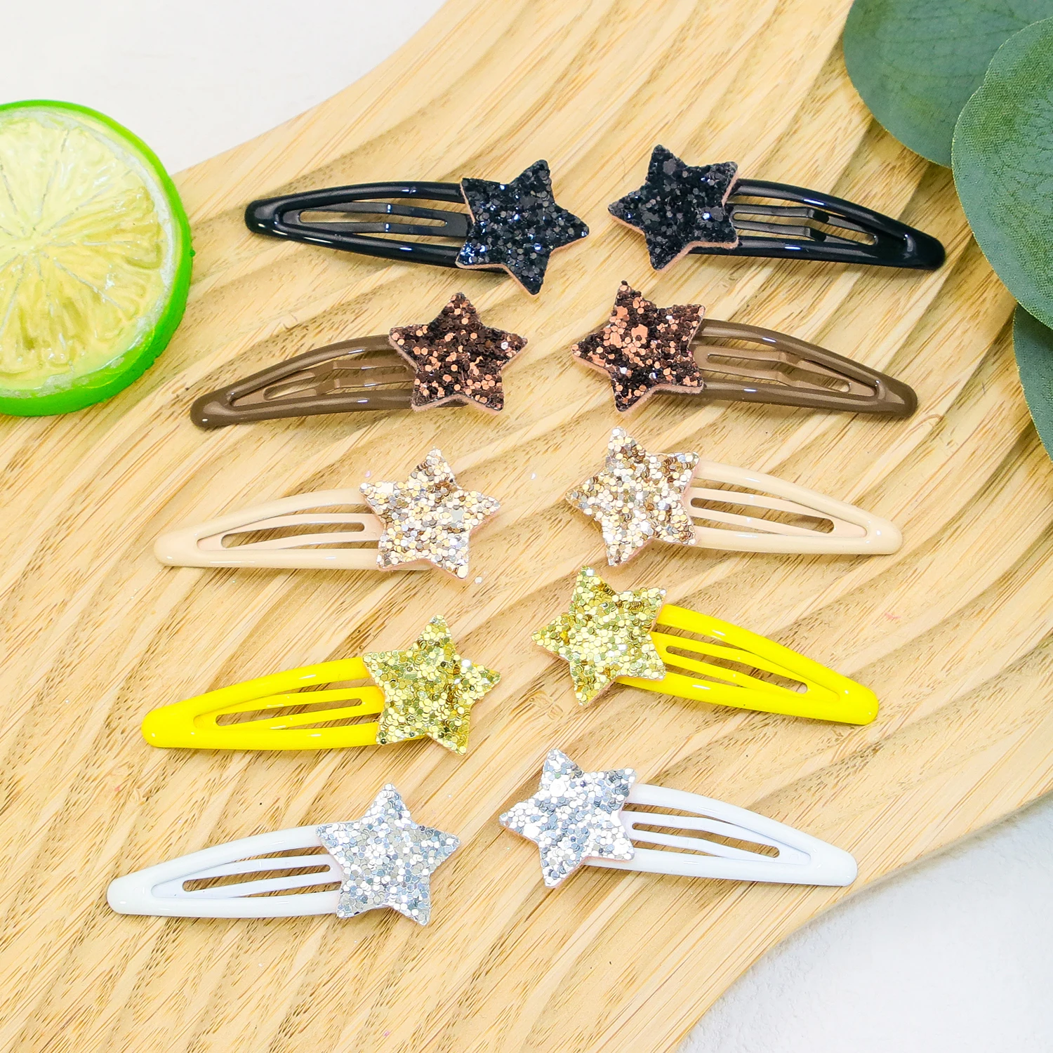 10pcs Sparkly Star Hair Clips Girls Alloy Hairpins Glitter Star Shaped Hair Barrettes Clips Kids Headwear Hair Accessories