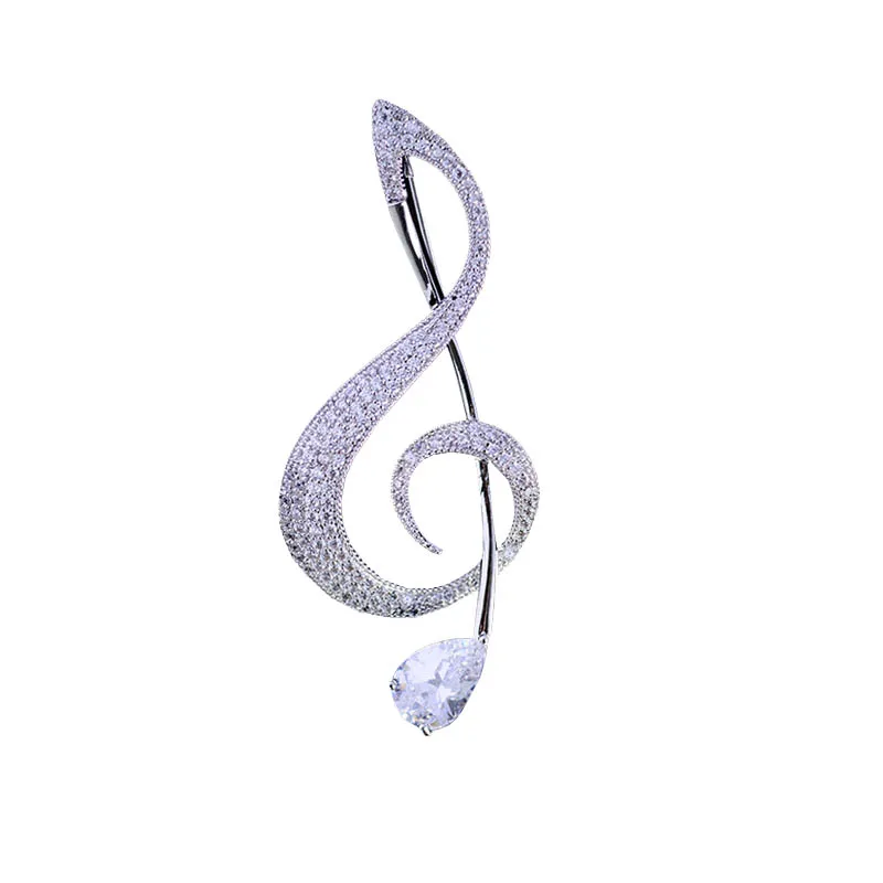 

Fashion zircon music note brooch women's versatile pin jacket sweater suit corsage men's autumn and winter cardigan accessories