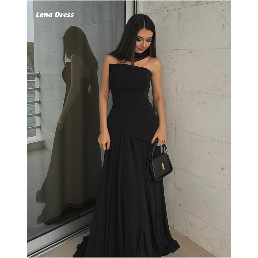 

Lena Black Evening Dresses Woman Elegant Women's Dresses for Party Dresses Luxury 2025 Customized Ball Gown Dress Chiffon A-line
