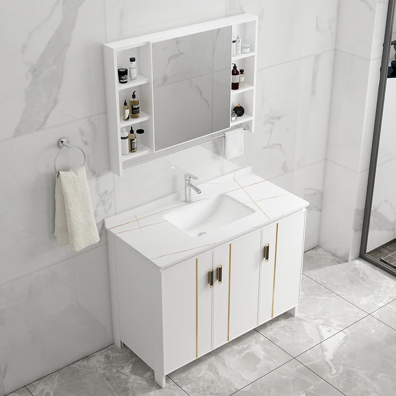 

Rock slab bathroom cabinet wash basin cabinet combined bathroom integrated washbasin space aluminum floor type washbasin