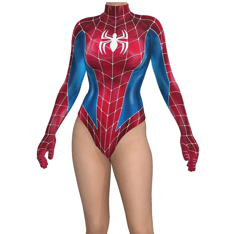 

MJ Spider Woman Косплей Костюм Супер Девушки Паук Спандекс Боди Супергерой Девушка Купальные Костюмы Zentai Бикини Костюм Хэллоуина