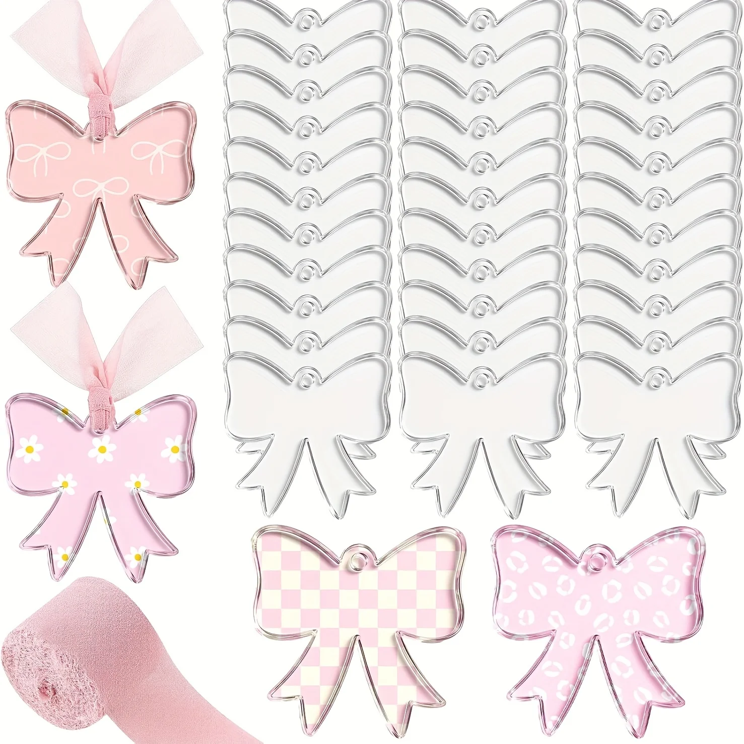 20Pcs Blank Acrylic Bookmark Tags Without Ribbons, Heat Transfer Blanks for DIY Crafts, Keychains & Luggage Tags