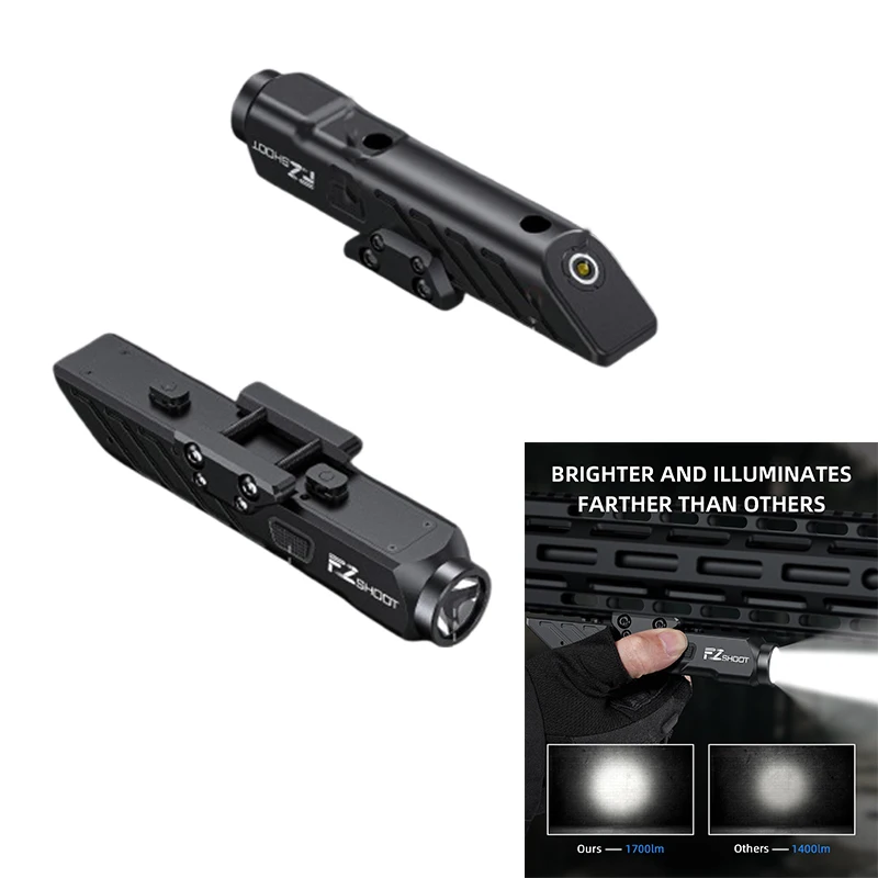 

EZshoot 1700 Lumen Rifle Tactical Flashlight LED Light Rechargeable Compatible with Picatinny and M-Rail for Hunting Strobe Mode