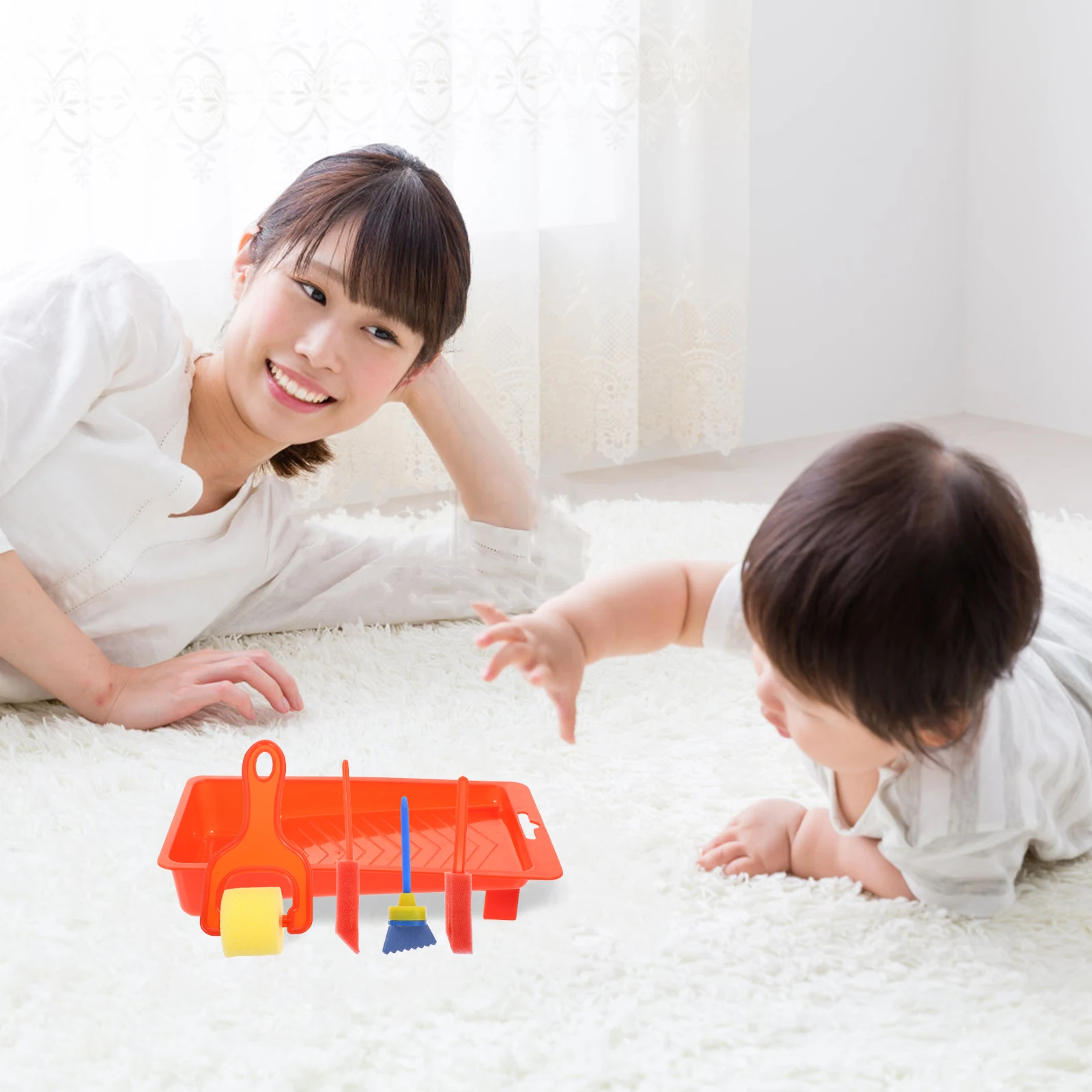

2 Sets Painting Brush Kits Toddlers Tempera Brushes Tools Sponge Roller Toolkit Baby