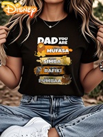 Disney Lion King Dad Tribute Women's T-Shirt - 100% Premium Cotton Soft Breathable Black Tee with Simba Mufasa Rafiki Timon