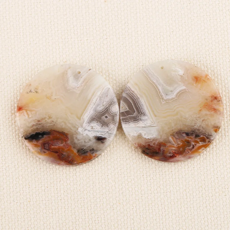 

B&F круглые бусины для сережек из агата с сумасшедшим кружевом, бусины из натуральных камней ручной работы, полированные камни для изготовления ювелирных изделий